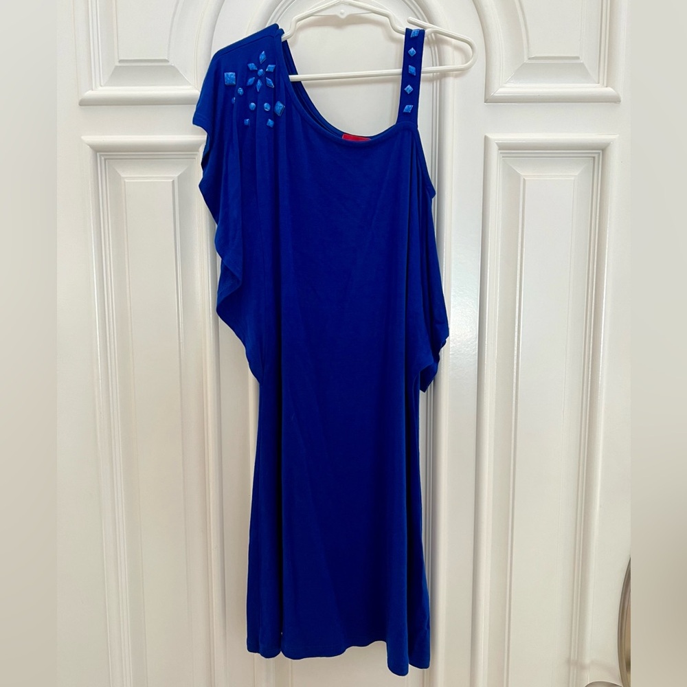 Ella Moss Royal Blue One-Shoulder Dress with Stud Detail